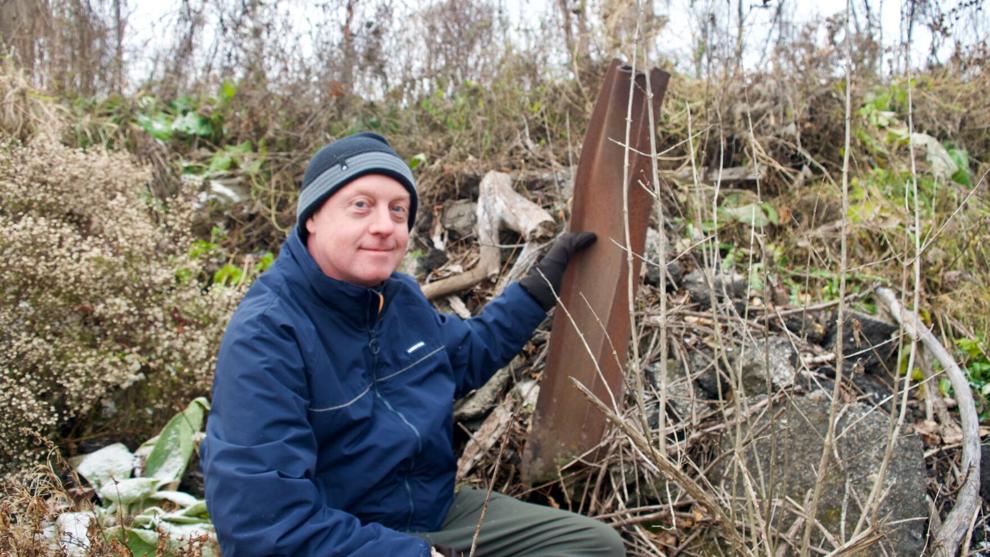 Nate Morris at alleged dumping site in Smiths Falls